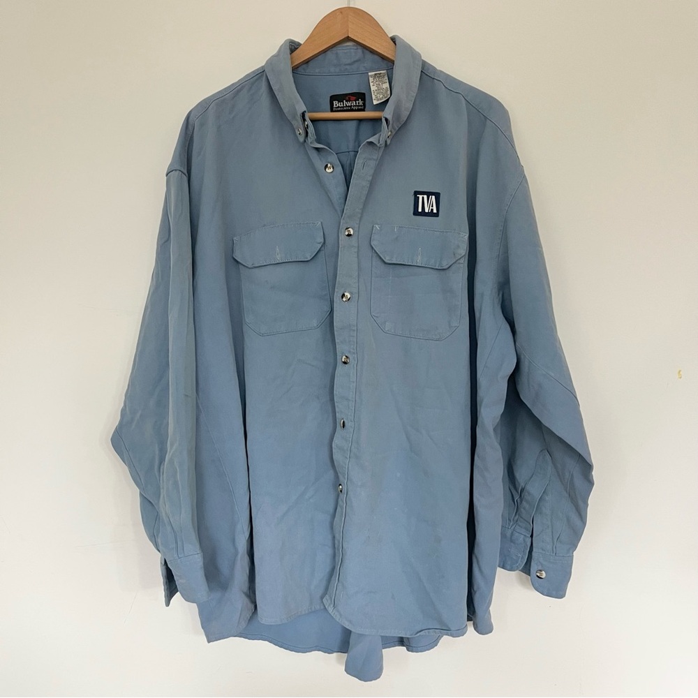 Vintage Mens TVA Bulwark FR Fire Resistant Button Up Long Sleeve Shirt 3XL Work